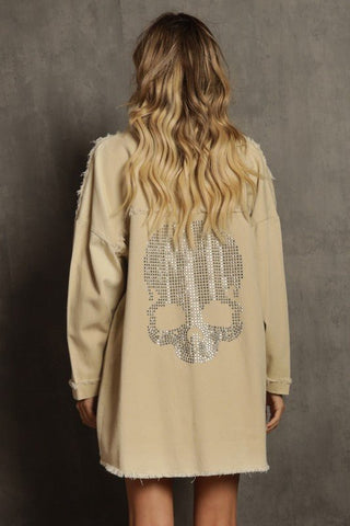 *SHIPS 9/12* BEIGE COLOR The Lennon Oversized Skull Jacket - Simply Me Boutique