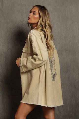 *SHIPS 9/12* BEIGE COLOR The Lennon Oversized Skull Jacket - Simply Me Boutique