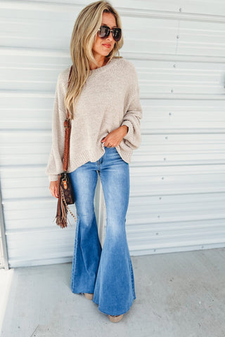 *Ships 9/23* Whispering Sands Beige Balloon Sleeve Sweater - Simply Me Boutique