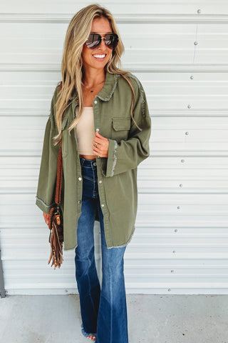 *SHIPS 9/9* The Lennon Oversized Olive Skull Jacket - Simply Me Boutique