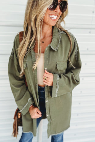 *SHIPS 9/9* The Lennon Oversized Olive Skull Jacket - Simply Me Boutique