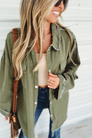 *SHIPS 9/9* The Lennon Oversized Olive Skull Jacket - Simply Me Boutique