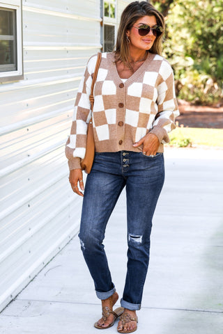 Shorter Length Checkered Cardigan - Simply Me Boutique