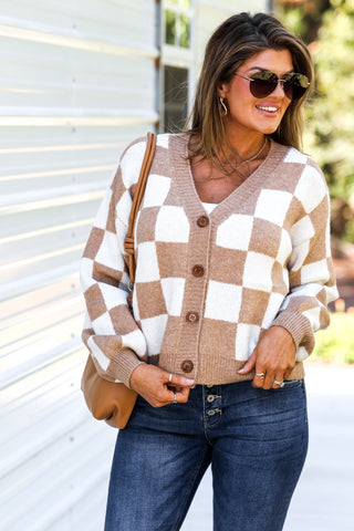 Shorter Length Checkered Cardigan - Simply Me Boutique