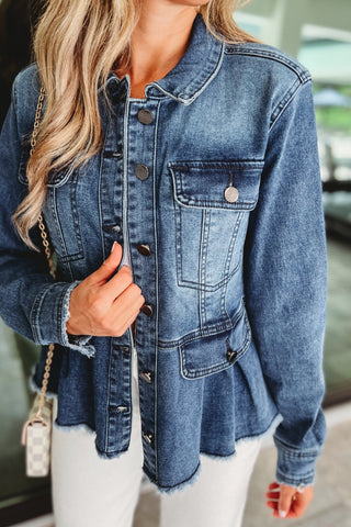 Sierra Blue Denim Peplum Jacket - Simply Me Boutique