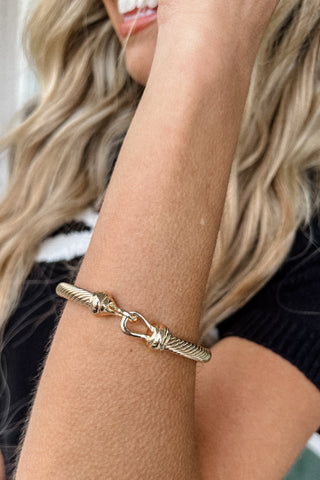 SILVER & GOLD Rope Textured Hook Clasp Bangle Bracelet - Simply Me Boutique