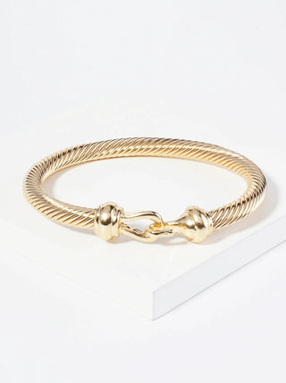 SILVER & GOLD Rope Textured Hook Clasp Bangle Bracelet - Simply Me Boutique