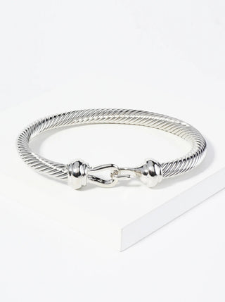 SILVER & GOLD Rope Textured Hook Clasp Bangle Bracelet - Simply Me Boutique