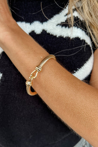 SILVER & GOLD Rope Textured Hook Clasp Bangle Bracelet - Simply Me Boutique