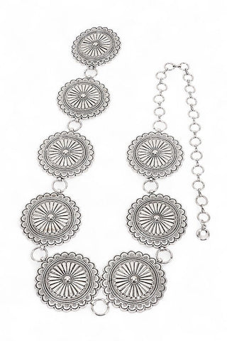 Silver Oversize Western Concho Chain Belt - Simply Me Boutique