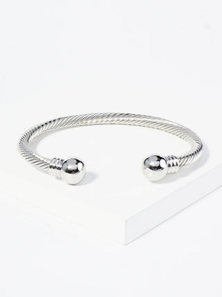 Silver Rope Textured Classic Open Bangle Bracelet - Simply Me Boutique