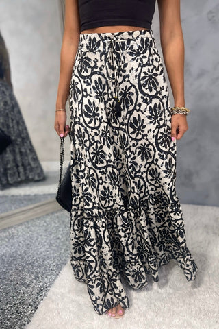 Simply Floral Black Maxi Skirt - Simply Me Boutique