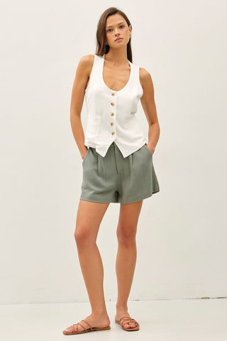 Simply Refined Linen Vest (Off White) - Simply Me Boutique