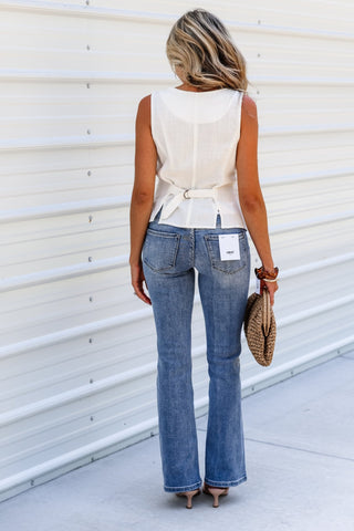Simply Refined Linen Vest (Off White) - Simply Me Boutique