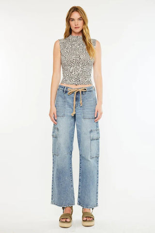 Size 1 - KANCAN Katie Low Slung Tie Front Jeans - Simply Me Boutique