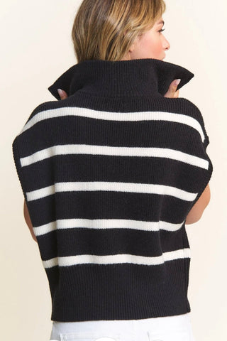 SIZE L - Timeless Style Black Striped Sweater Vest - Simply Me Boutique