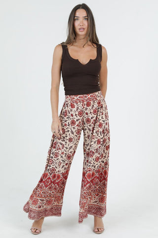 SIZE LARGE- Copper Bloom Wide Leg Pants - Simply Me Boutique