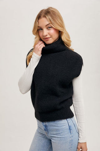 SIZE M/L - Find Your Purpose Turtleneck Sweater Vest - Simply Me Boutique