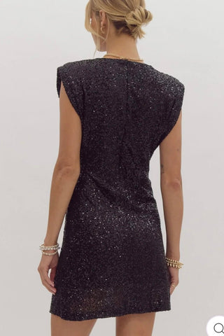 SIZE S - She Fancy BLACK Sequin Mini Dress - Simply Me Boutique