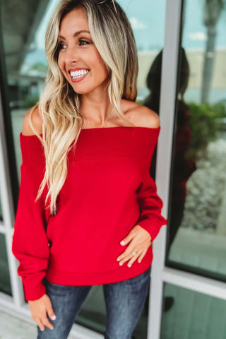 Skip a Beat Off Shoulder Sweater - Simply Me Boutique