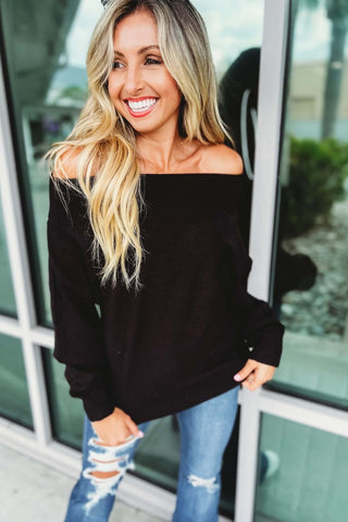 Skip a Beat Off Shoulder Sweater - Simply Me Boutique