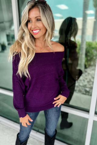 Skip a Beat Off Shoulder Sweater - Simply Me Boutique