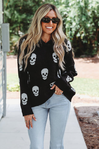 Skull Hoodie Sweater (Black) - Simply Me Boutique