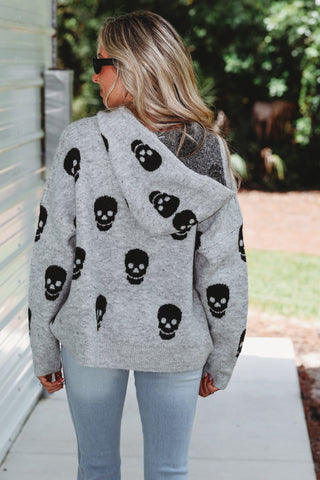 Skull Hoodie Sweater (Grey) - Simply Me Boutique