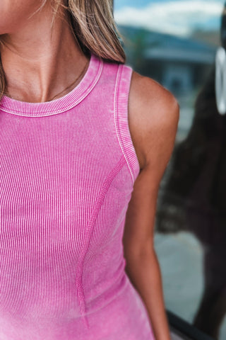 Sleek Moves Fuchsia Mineral Washed Ribbed Dress - Simply Me Boutique