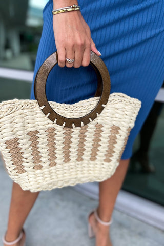 Small Braided Round Handle Tote Bag - Simply Me Boutique