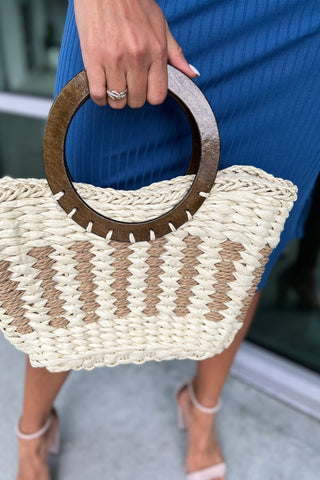 Small Braided Round Handle Tote Bag - Simply Me Boutique