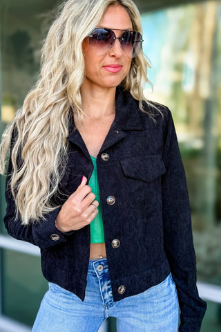 *So Long Black Corduroy Jacket - Simply Me Boutique