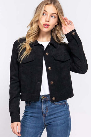 So Long Summer Black Corduroy Jacket - Simply Me Boutique