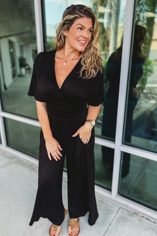 So Versatile V Neck Wide Leg Jumpsuit - Simply Me Boutique