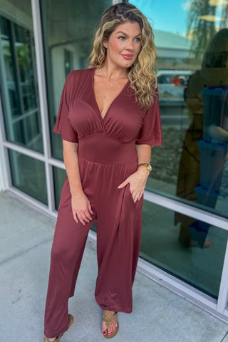 So Versatile V Neck Wide Leg Jumpsuit - Simply Me Boutique