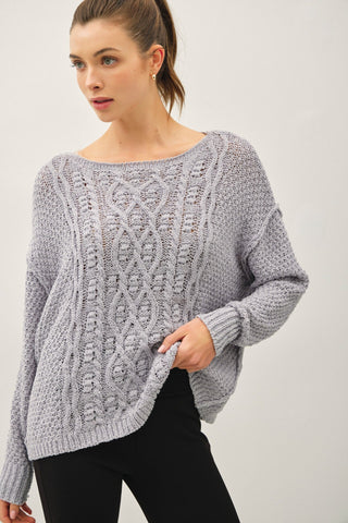 Soft Focus Chunky Cable Knit Sweater - Simply Me Boutique