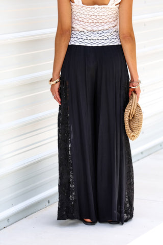Soft Romance Boho Lace Side Black Pants - Simply Me Boutique