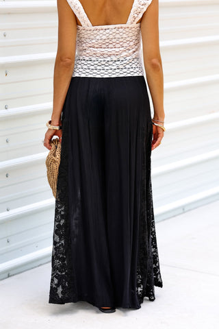 Soft Romance Boho Lace Side Black Pants - Simply Me Boutique