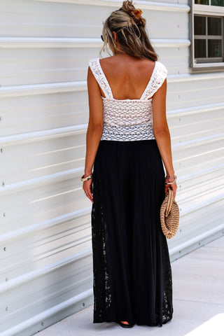 Soft Romance Boho Lace Side Black Pants - Simply Me Boutique