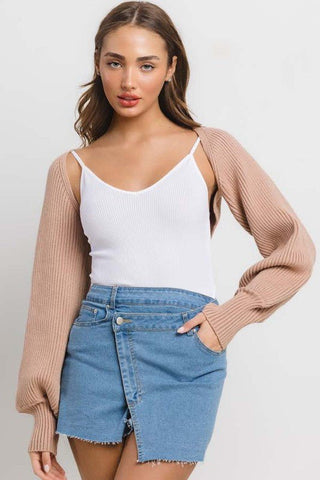 Soft Spoken Mocha Bolero Top - Simply Me Boutique