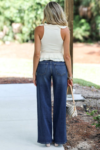 Softly Sweet Cream Ruffle Peplum Top - Simply Me Boutique