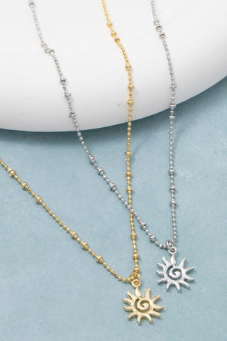 Spiral Sun Pendant Necklace (Gold, Rhodium) - Simply Me Boutique