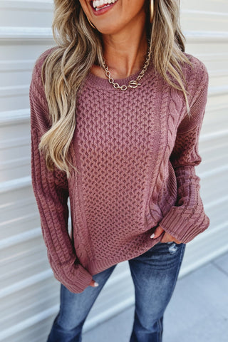 Split (3 COLORS) Forest Walk Cable Knit Sweater - Simply Me Boutique