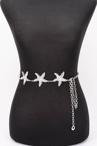 Starfish Charm Silver Chain Belt - Simply Me Boutique