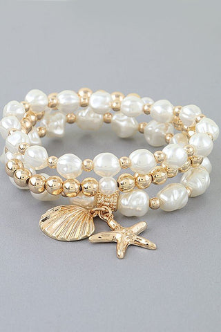 Starfish & Shell Charm Beaded Bracelet - Simply Me Boutique