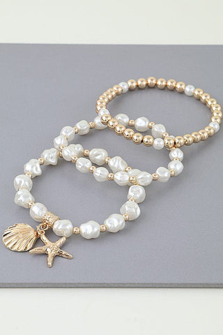 Starfish & Shell Charm Beaded Bracelet - Simply Me Boutique