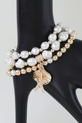 Starfish & Shell Charm Beaded Bracelet - Simply Me Boutique