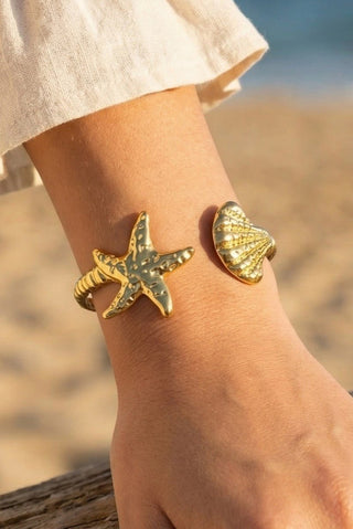 Starfish Shell Open Cuff Bracelet - Simply Me Boutique
