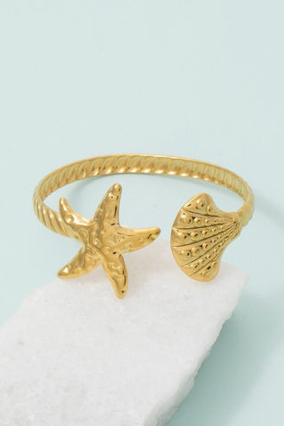 Starfish Shell Open Cuff Bracelet - Simply Me Boutique