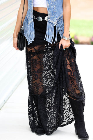 Starlit Nights Black Lace Maxi Skirt - Simply Me Boutique